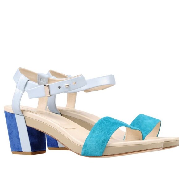 NWT Roger Vivier Suede Sandals | Colorblock Heels for Summer Weddings & Travel - Picture 1 of 15